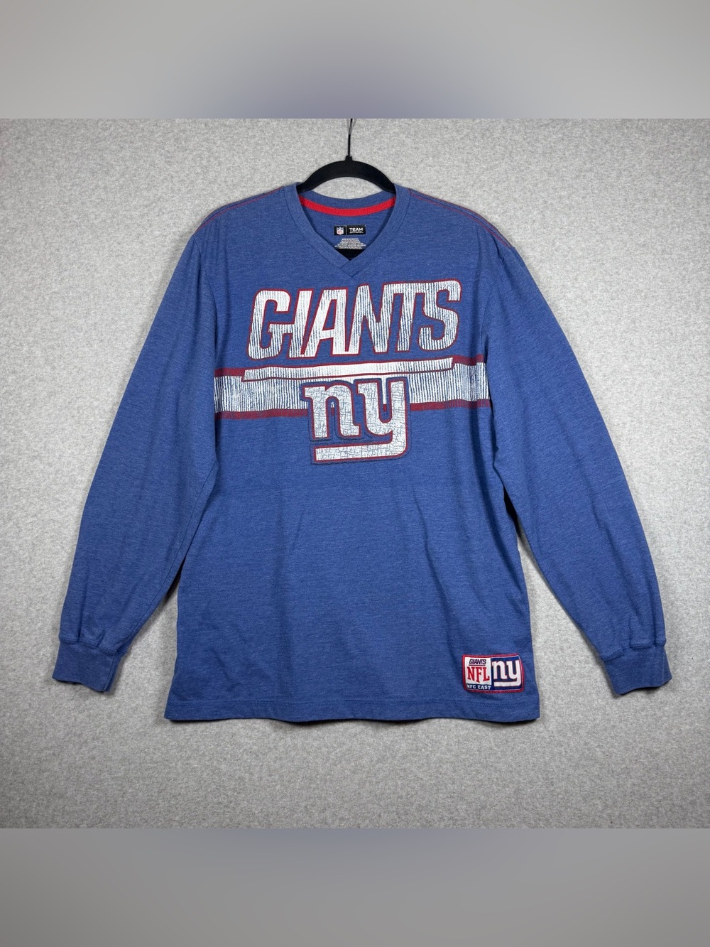 New York Giants NFL Team Apparel Long Sleeve Blue Shirt Mens Size Large